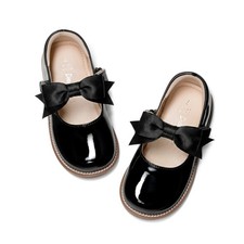 Girls Mary Jane Shoes Wide Toe Ballet Flats with Detachable Bow for Little Kids