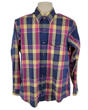 GANT Foxhunt Plaid Button Down Shirt Mens Medium Long Sleeve Cotton Blend