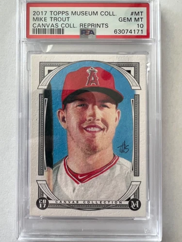 2017 Topps Museum Collection Canvas Reprints MT Mike Trout PSA 10 Gem Mint Pop 2