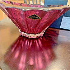 New  Bohemian Crystalite Centerpiece Bowl 8".  Deep Purple, Beautiful