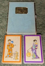 Vintage Asian Chinese Dynasty Orange Purple Congress 606 Playing Cards Two Decks