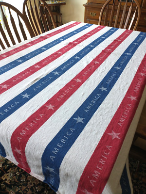 Terrisol Cotton Patriotic Tablecloth 4th Of July/America/Patriotic 55'' X 88''
