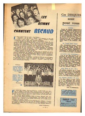 1960 DOKUMENT (Ref. Sil 11) LIED LES DJINNS GILBERT BECAUD 1 Seite