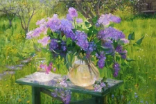 Warm afternoon flower Garden Oil painting Wall art Giclee Printed on canvas P480