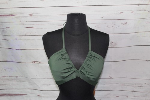 Women's Kona Sol Shirred V-Neck Bikini Top, Green, Small bikini top, NWt - Picture 2 of 5