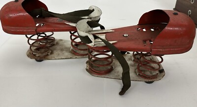 Rare 50s Metal Spring Powered Space Moon Boots- Pogo Style Toy Shoes For Jumping