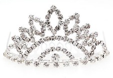 Small Tiara w/ Comb - Clear Crystal Stones - TA-60431CR-S