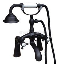 Oil Rubbed Bronze Deck Mount Clawfoot Bathtub Faucet W/ Hand Shower Mixer Tap