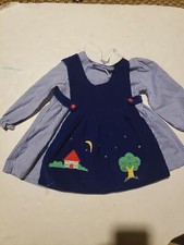 VTG TODDLER  2PC PARTY blue DRESS PINAFORE SET SIZE 18 m silent night