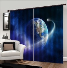 3D Blue Earth Light ZHUA2362 Photo Curtain Window Blockout Fabric Amy 2023