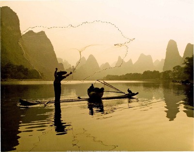 Paul Elson ''Net Toss'' landscape lakes rivers black white photography sports art