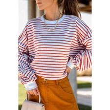 Striped Dropped Shoulder Long Sleeve Sweatshirt