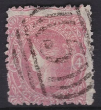 c. 1860 VIC 4d Red QV Beaded Ovals Victoria Australia Used           REF: QVB078