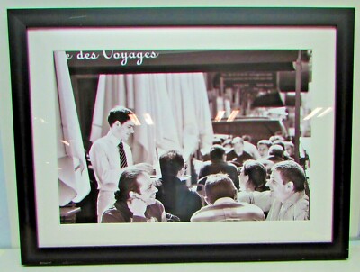 24'' X 18'' Framed Restaurant Table Scene Photo Black Wood Frame Open Box 