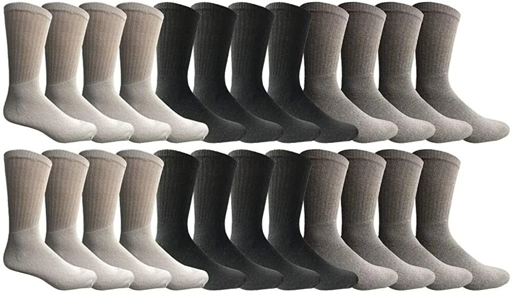 24 PK Yacht & Smith Women's Sports Crew Socks,9-11, Assorted - Womens Crew Sock