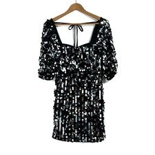 H:ours Women’s Size Small Black Galaxy Gael Sequin Embellished Mini Dress NWT