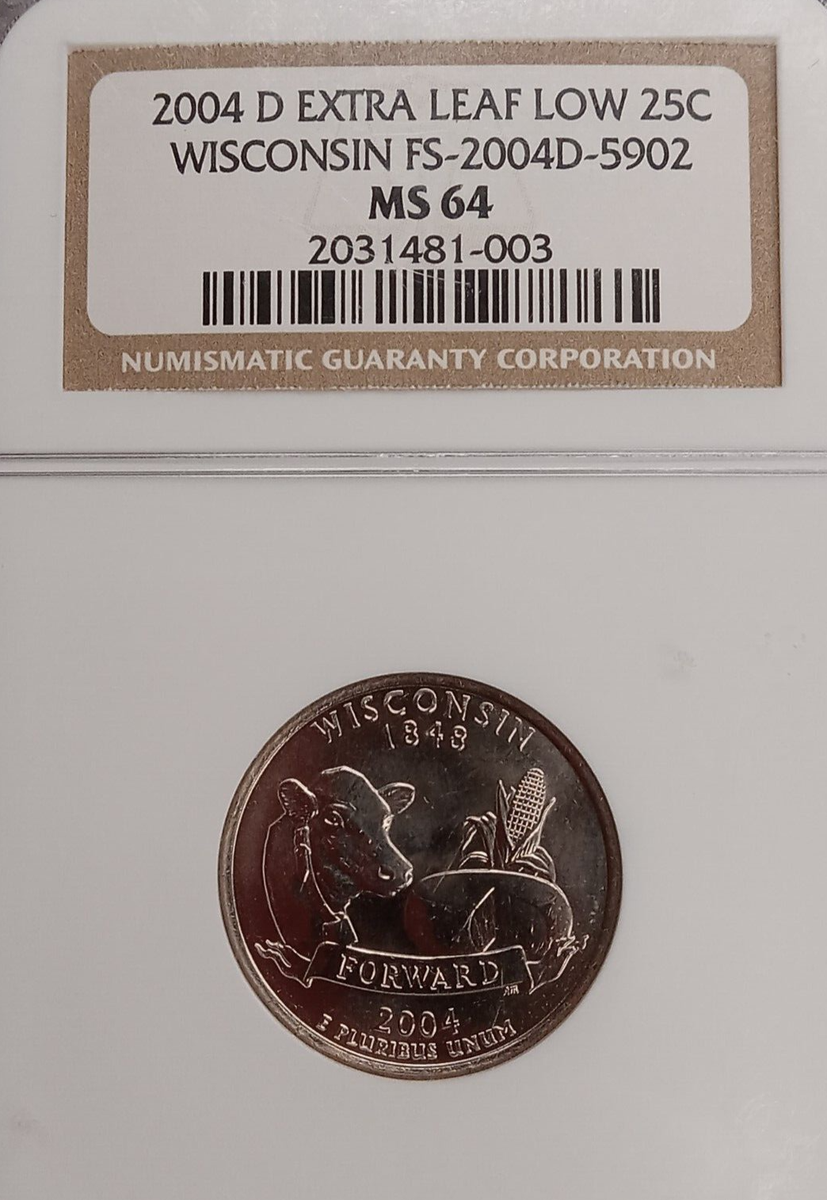 2004 D Wisconsin State Quarter NGC MS64 Extra Leaf Low TP-3691 | eBay