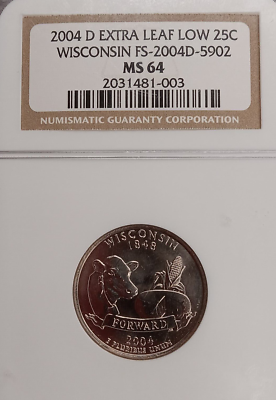 【レア物】90's TOO CUTE USA製 値下げしました！ 2004 D Wisconsin State Quarter NGC MS64 Extra Leaf Low TP-3691 | eBay