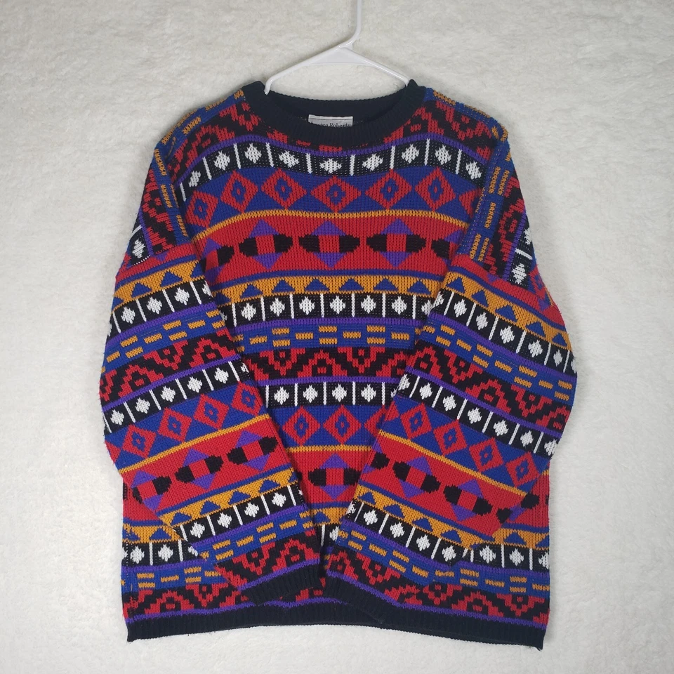 Vintage Jessica Roberts Womens Size Small Sweater Knit Retro Geometric  - Image 2 of 4