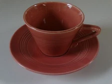 Vintage Homer Laughlin Harlequin Tea Cup & Saucer "peach"