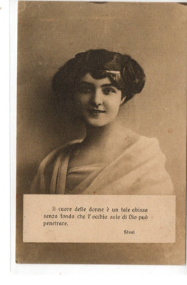 CP POSTCARD - VINTAGE 1920s - WOMEN - FLOWERS - VERSES - FEVAL - FP- NV