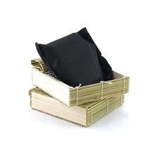 BambooMN Bamboo Charcoal Odor Absorber Bag in Decorative 6" x 6" x 1.75" Box