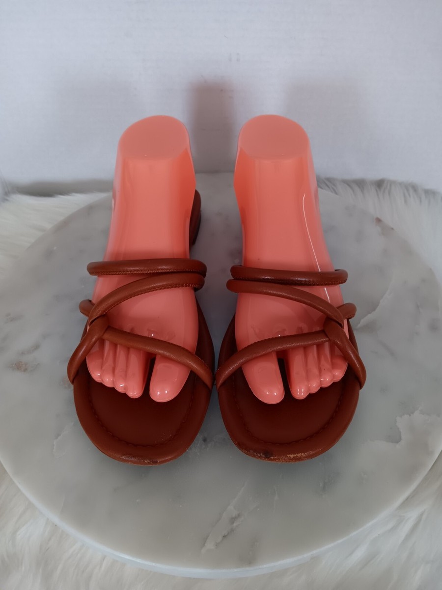 Madewell The Amel Slide Sandals Womens Size Brown Leather