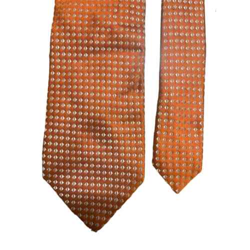 Orange & Silver 100% Silk  Giorgio Armani Tie Made In Italy  - Afbeelding 1 van 2