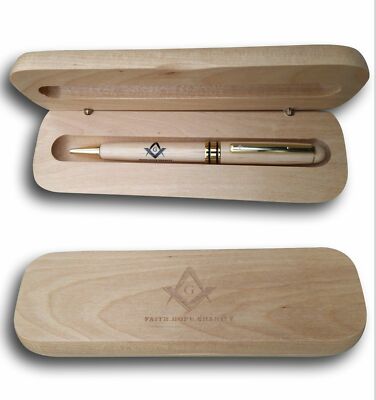 Freemasons Masonic Square Ballpoint Pen Gift Set Set Maple Wood Unique Shriner's