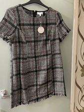 Apricot Black White Red Wooden Shirt Dress Size 14