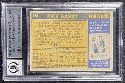 RICK BARRY SIGNIERT 1971 TOPPS ROOKIE KARTE #170 BECKETT AUTO GRADE 10 342 - Bild 2 von 2