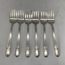 6 Salad Forks Wm Rogers Mfg 1938 Talisman Silverplate Flatware 6.5” Vintage