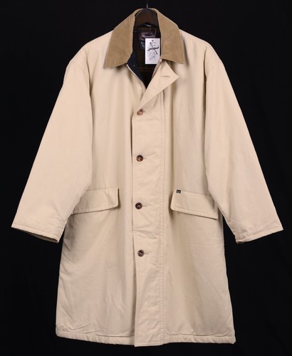 Faconnable Cream Yellow Cotton Blend Blanket Lined Padded Overcoat Top Coat M - Picture 1 of 12