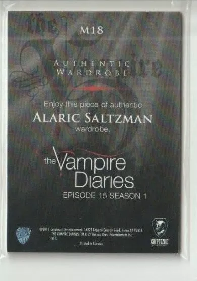 Vampire Diaries Season 1 Cryptozoic M18 Matt Davis ALARIC SALTZMAN Costume