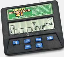 VTG '92 Radica Pocket Blackjack 21 Handheld Game 1350 Tested & in VGUC_