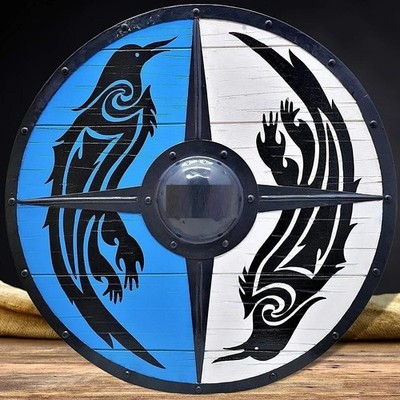 Shield Viking Medieval Eivor Valhalla Raven Authentic Battleworn Viking Shield