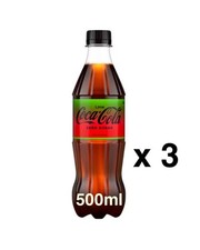 3 Coca Cola Lime Zero Sugar Soft Drink Lemonade Soda Bottles 500ml 16.9 Fl Oz