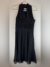 Evan Picone Black Textured Chiffon Halter Dress Size 6