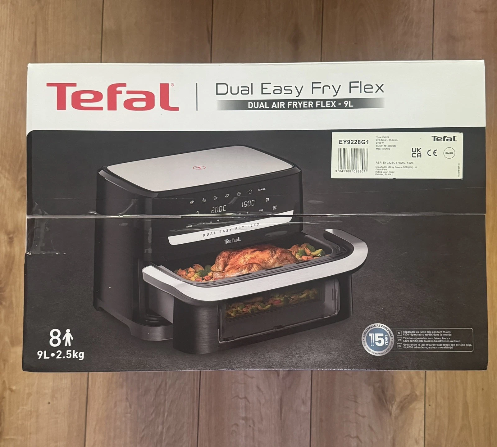 Tefal EY9228G1 Dual Air Fryer 9L Easy Fry Flex Removable Divider 6 Programs
Opens in a new window or