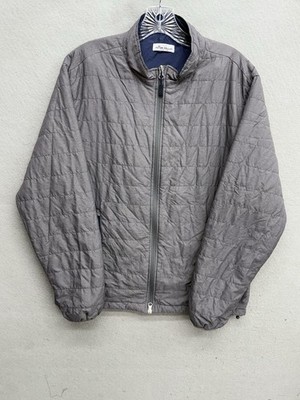 Peter Millar Hyperlight Quilted Channel Grey Lightweight Bomber Jacket Medium M