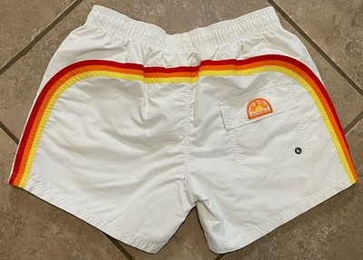 Sundek Rainbow Swim Trunks Mesh Brief Liner Men s Large White 4.5  Inseam
