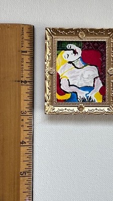 MINIATURE 1:12 SCALE FRAMED ORIGINAL PAINTING LE REVE PICASSO ACRYLIC ON CANVAS