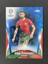 Bruno Fernandes 2024 Topps Chrome UEFA Euro Blue Lava Refractor /75 #56