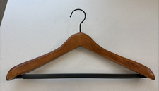Large Vintage wooden coat hanger with rubber slip-proof trouser bar - 17" across