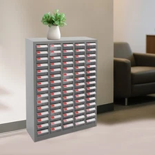 75-Drawer Parts Organizer Cabinet, Clear Steel Storage for Nuts/Bolts/Tools