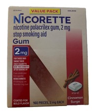 Nicorette Nicotine Gum 2mg Cinnamon Surge 160 Pcs Exp 12/2027 Free Shipping
