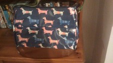 Kukubird Brand Dachshund dog print shoulder bag vinyl-coated canvas zippered