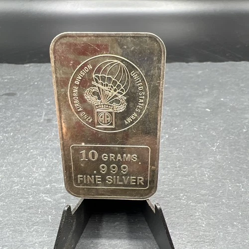 82nd Airborne Division U.S. Army 10 Grams .999 Fine Silver Bar