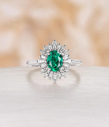 4.50 Ct Oval Cut Natural Emerald Diamond Wedding Ring 14K Rose Gold Size 7 - Picture 8 of 12