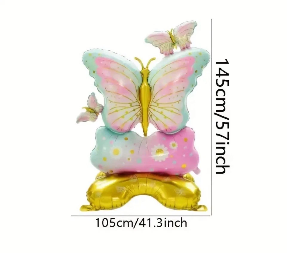 Globo mariposa púrpura grande de pie 57" decoración fiesta cumpleaños flor 1 pieza Foto 2 de 4